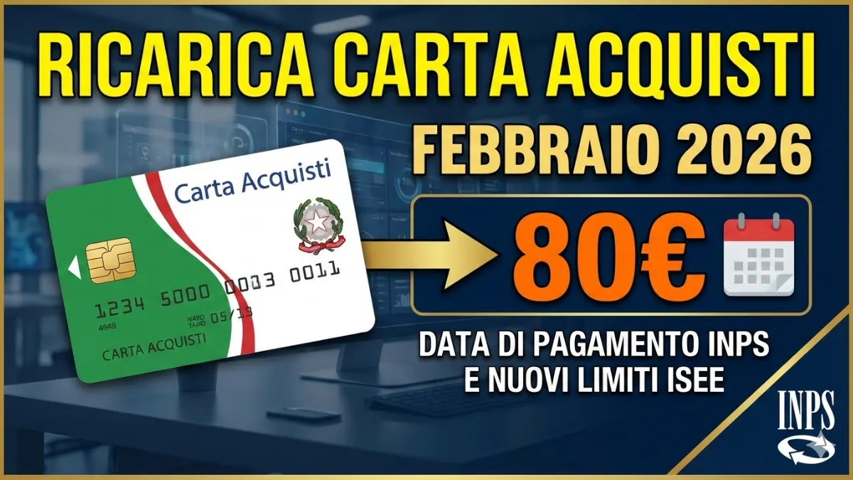 Ricarica Carta Acquisti Febbraio 2026: 80 euro, data di pagamento INPS e nuovi limiti ISEE